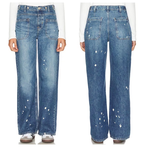 we the free - palmer cuffed wide leg jeans in 100 years distressed revolve - Picture 1 of 7